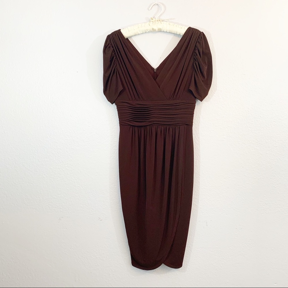 Laundry Shelli Segal Brown Jersey Tulip Hem Dress